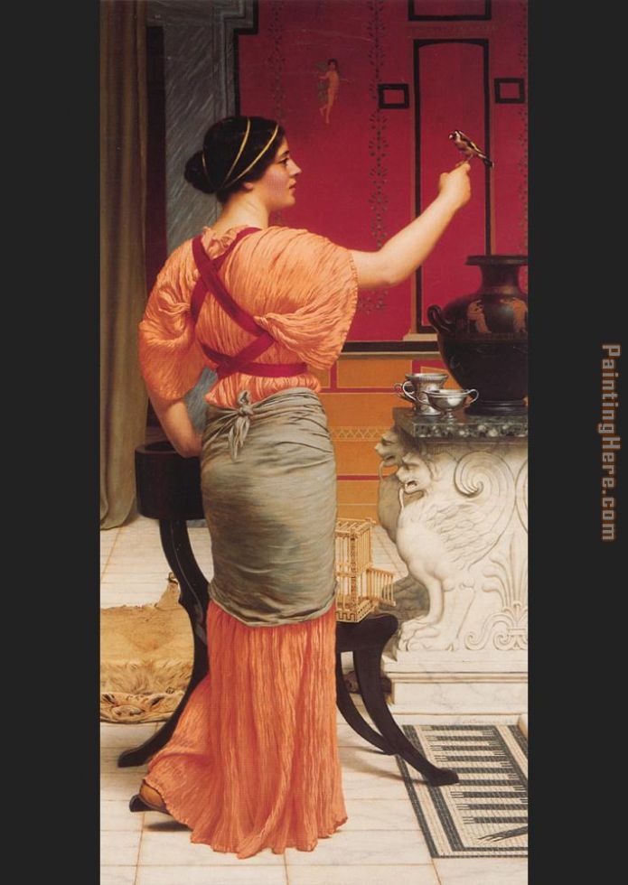 Lesbia with her Sparrow painting - John William Godward Lesbia with her Sparrow art painting